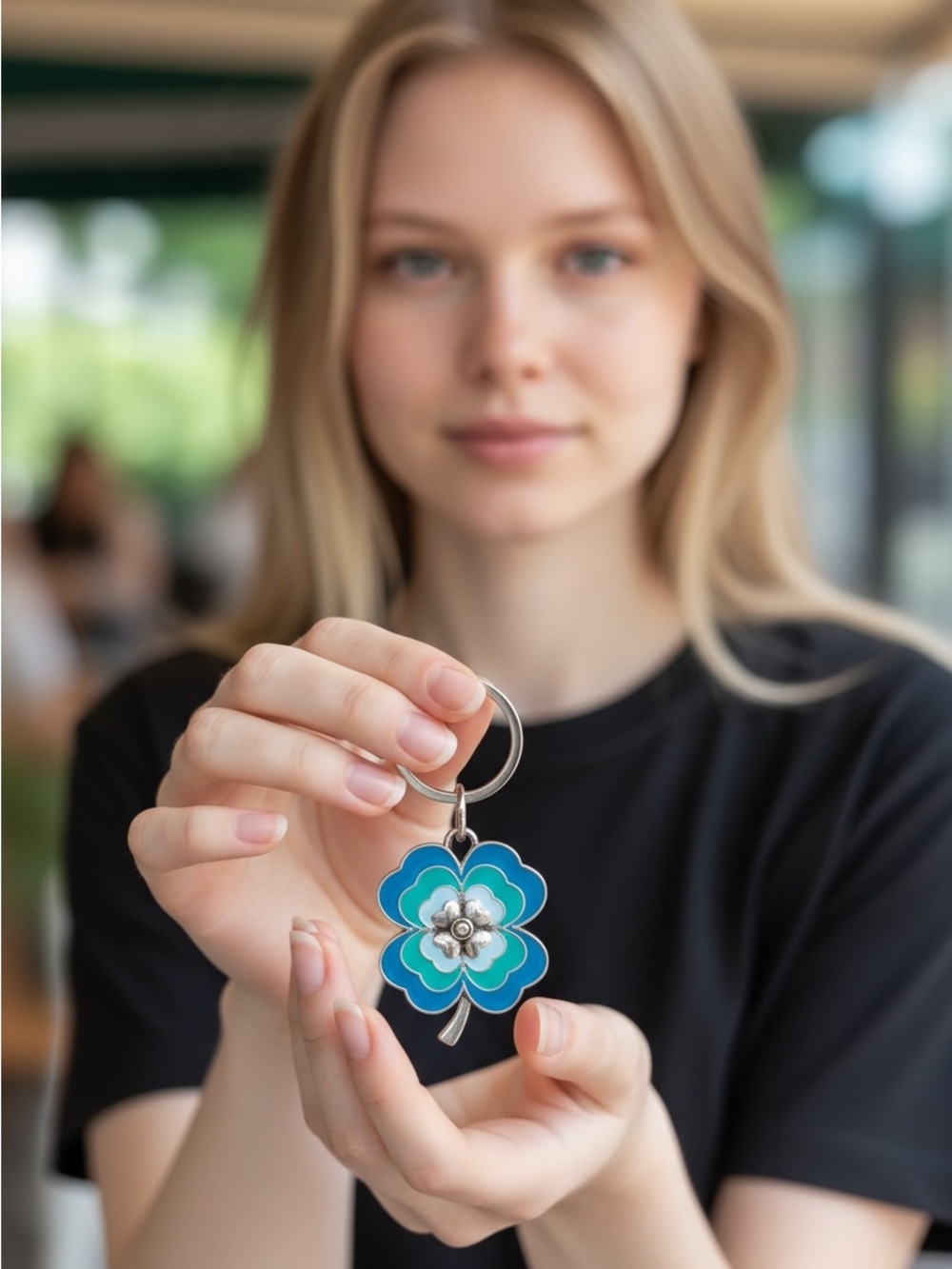 8/29 Lucky Brand Blue & Teal Floral Keyring